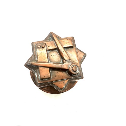 484 - Very rare Victorian copper jelly mould, with a masonic symbol to the top, Marked Jones Down Street 5... 