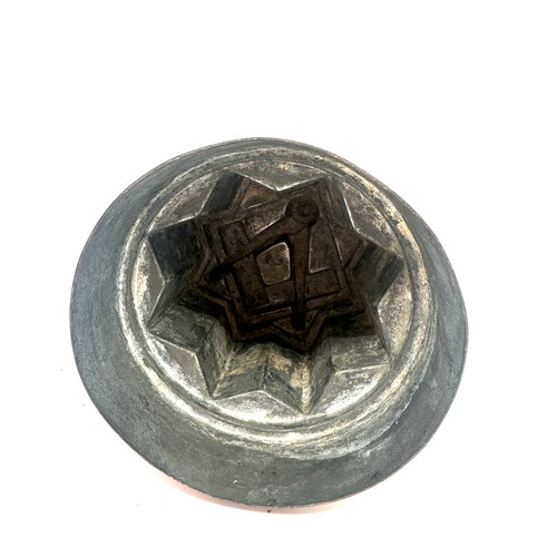 484 - Very rare Victorian copper jelly mould, with a masonic symbol to the top, Marked Jones Down Street 5... 