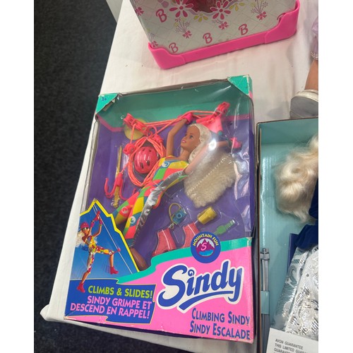 150 - 2 boxes of vintage dolls, including boxed Barbie, boxed Sindy, Tressy, Amanda Jane, Sheena etc