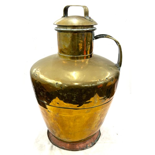 268 - Large vintage brass lidded urn with handle height 22 inches