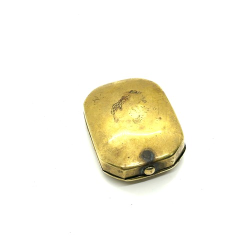 421 - Antique georgian brass masonic snuff or tabaco box