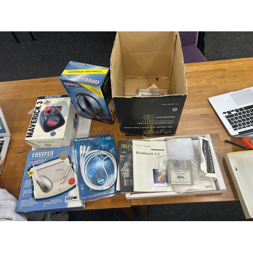 168 - Selection of boxed PC accessories to include Easypen, Maverick, headphones etc, all untested