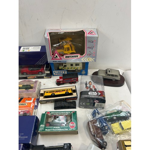 232 - Selection of boxed diecast cars, trains, models etc, to include matchbox, Corgi etc