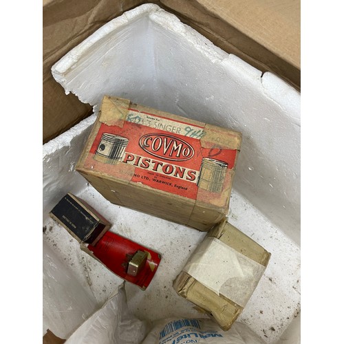 256 - Large selection of vintage car parts includes Fuel pump, crossland filters etc