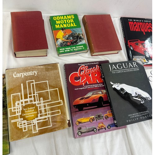 179 - Selection of car books includes Jaguar, classic cars etc