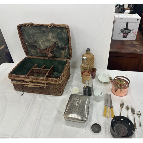 96 - Antique picnic set and contents