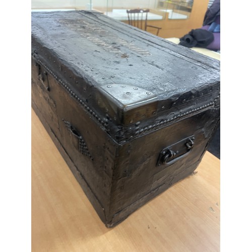 327 - Vintage wooden trunk, captain jf fountain 17/21st lancers measures 16 inches tall 15 inhes wide 30 i... 