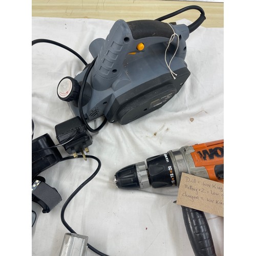 203 - Selection of power tools includes wolf drill, electric plane etc