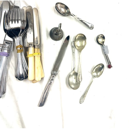 265 - Selection of metal ware includes cutlery, mirror etc