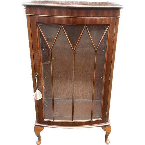 336 - Mahogany china cabinet measures approximately 24 inches wide 14 inches depth 44 inches tall