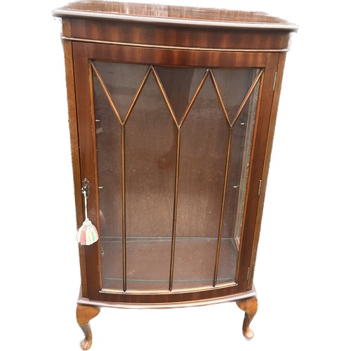 336 - Mahogany china cabinet measures approximately 24 inches wide 14 inches depth 44 inches tall