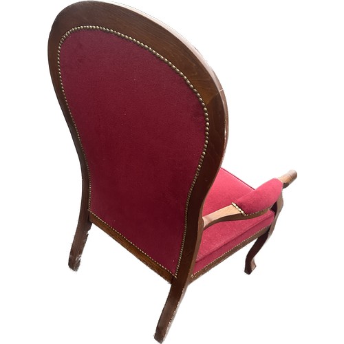 352 - Upholstered mahogany button back armchair