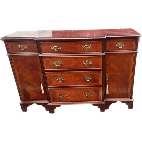 333 - Mahogany brake front 4 door inlaid sideboard measures approximately 30 inches tall 46 inches wide 14... 