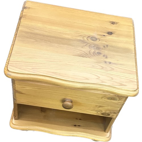 342 - pine 1 drawer bedside measures approximately 18 inches tall 18 inches wide 15 inches depth