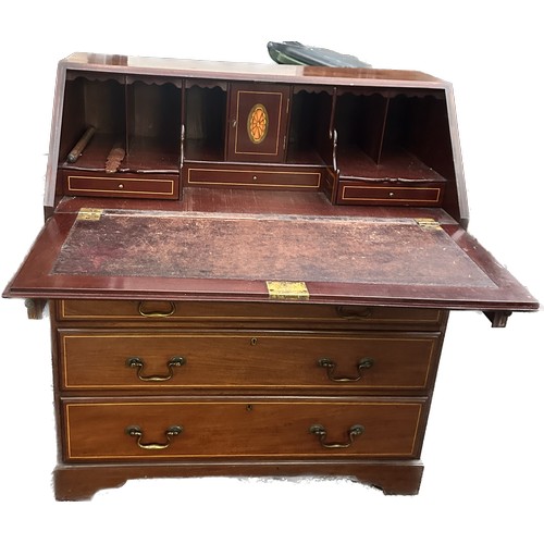 328 - Edwardian inlaid mahogany 4 drawer bureau measures approximately 41 inches tall 37 inches wide 18 in... 