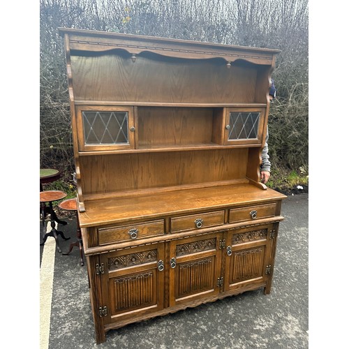 367 - Old charm dresser measures approximately 69 inches tall 53 inches wide 17 inches depth