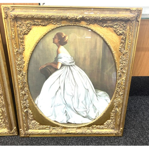 220 - Large gilt framed lady pictures each measures approximately  30 inches tall 26 inches wide