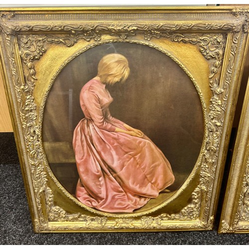 220 - Large gilt framed lady pictures each measures approximately  30 inches tall 26 inches wide