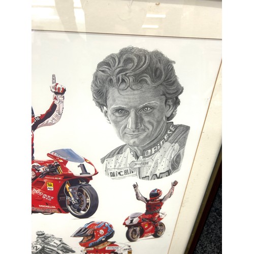 10 - Framed tribute to carl fogarty by stuart mcintyre measures approximately 29 inches tall 22 inches wi... 