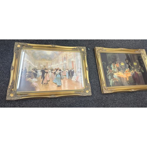 263 - 2 Matching gilt framed prints, each frame measures approximately 35 inches by 25 inches