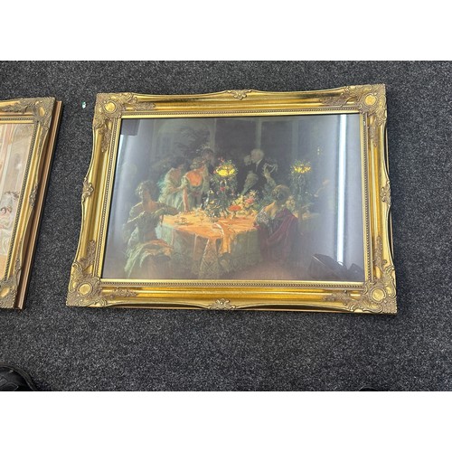 263 - 2 Matching gilt framed prints, each frame measures approximately 35 inches by 25 inches