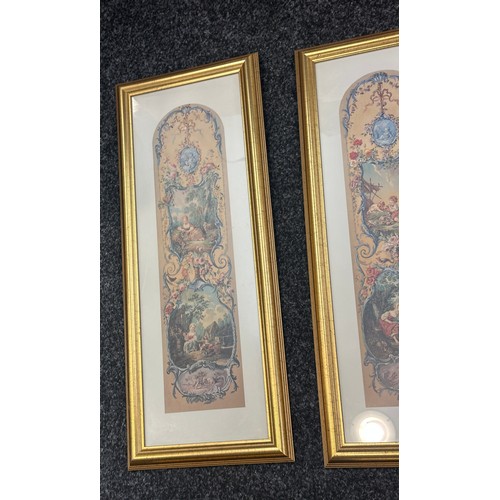 276 - Selection of 4 gilt framed prints, measures approximately 25 inches by 10 inches