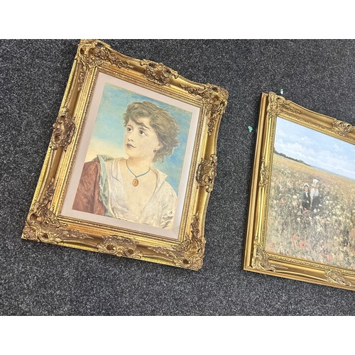 8 - Two gilt framed pictures largest measures 29 inches wide by 25 inches tall