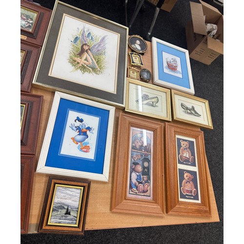 164 - Large selection of framed pictures and prints measures approximately 16 inches by 13 inches