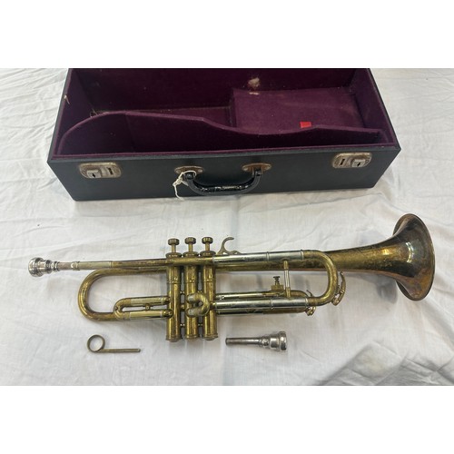 41 - Vintage cased trumpet made by Boosey and Hawkes LTD with two mouth pieces