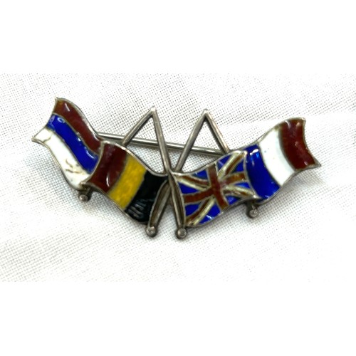 552 - 2 Vintage silver and enamel flag badges