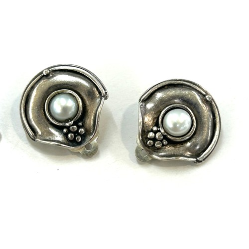 536 - 2 pair of silver 925 art nouveau stone set earrings