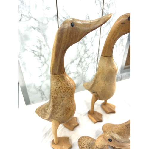 87 - Set of 4 carved wooden ducks