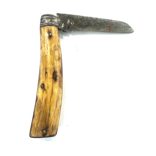 417 - Early 20th century stag horn pruning knife marked Saynor