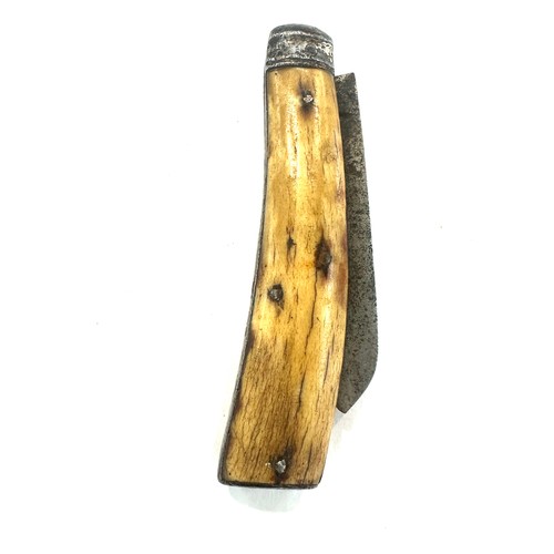 417 - Early 20th century stag horn pruning knife marked Saynor