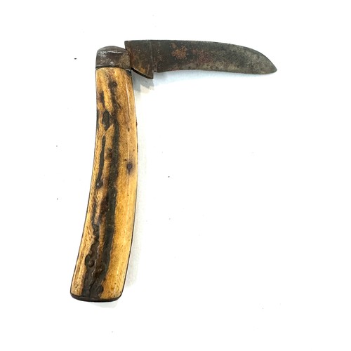 419 - Early Sutton and Son Co stag horn handle pruning knife