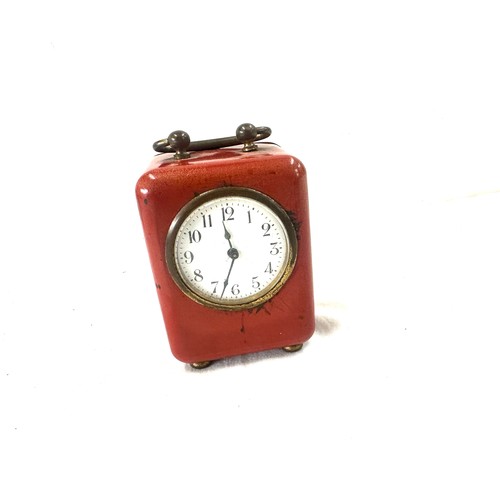 413 - Antique red enamelled travel clock