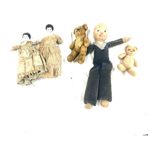 388 - Selection of antique teddies and toys