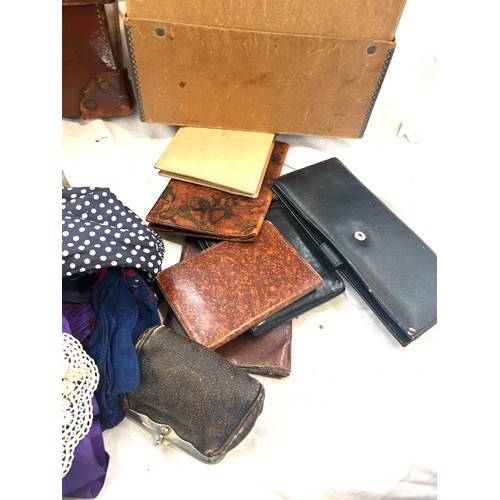 158 - Vintage suitcase, purses, hats, clothes etc