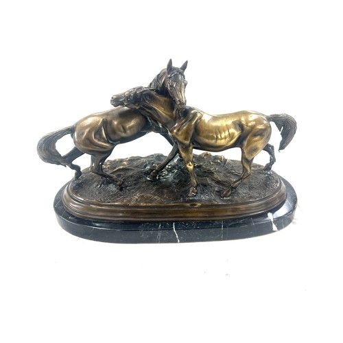 277 - Vintage horse bronze of marble stand measures approximately 16 inches wide 8 inches depth