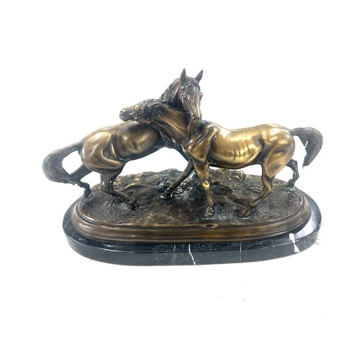 277 - Vintage horse bronze of marble stand measures approximately 16 inches wide 8 inches depth