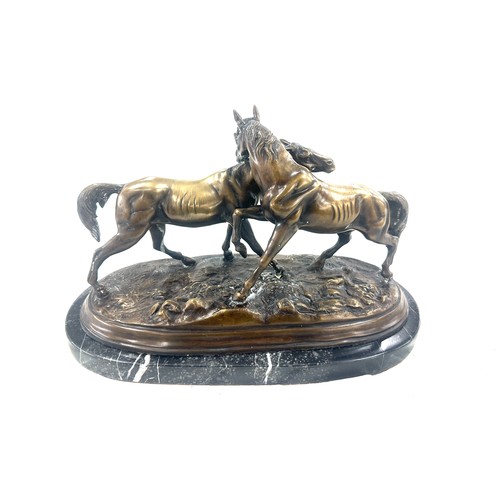 277 - Vintage horse bronze of marble stand measures approximately 16 inches wide 8 inches depth