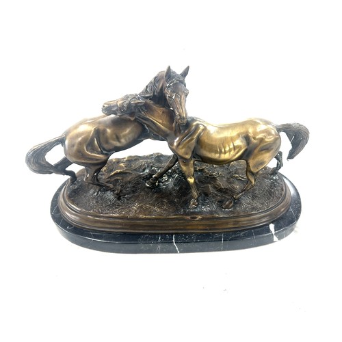 277 - Vintage horse bronze of marble stand measures approximately 16 inches wide 8 inches depth