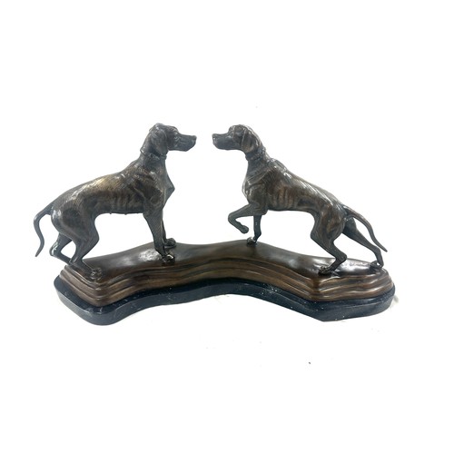 266 - Vintage dog bronze of marble stand measures approximately 20 inches wide 4 inches depth