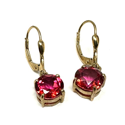 151 - 9ct gold coated pink topaz & multi coloured earrings (3g)