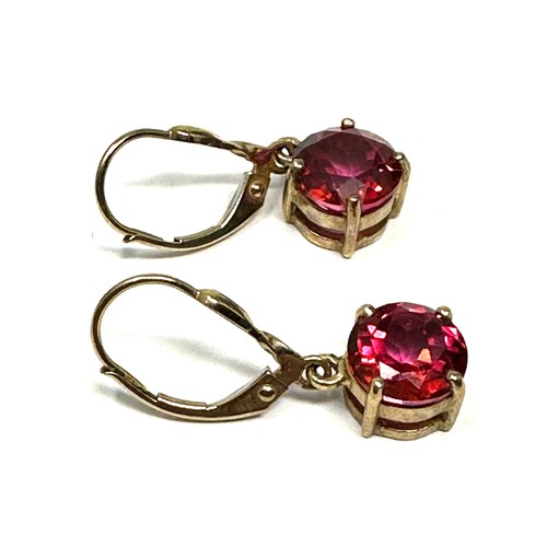 151 - 9ct gold coated pink topaz & multi coloured earrings (3g)