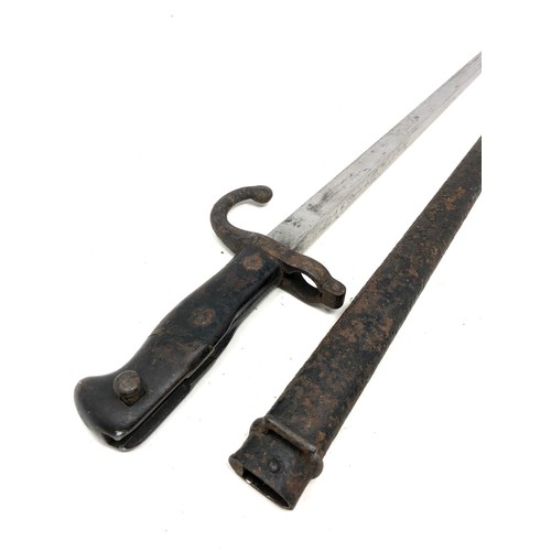 370 - Antique French 1875 Chassepot sword bayonet with scabbard