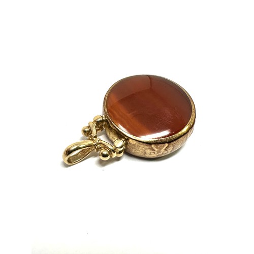 208 - 9ct gold antique carnelian & bloodstone seal fob (11.6g)