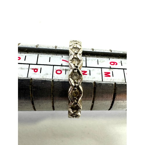 183 - 9ct white gold white gemstone full eternity ring (2.2g)