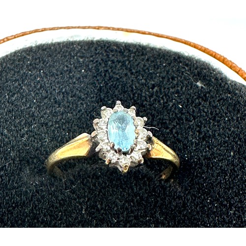 175 - 9ct gold diamond & topaz ring (1.7g)