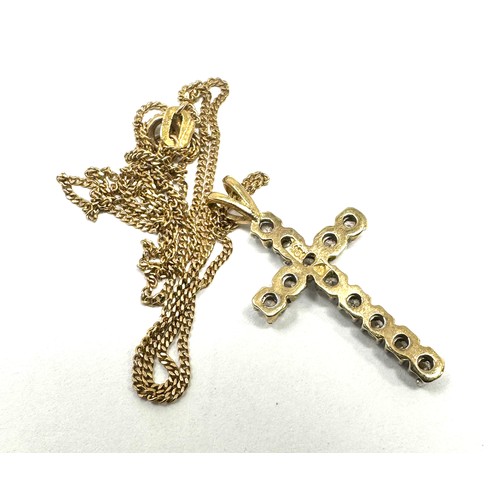 210 - 9ct gold diamond cross pendant necklace (2.3g)